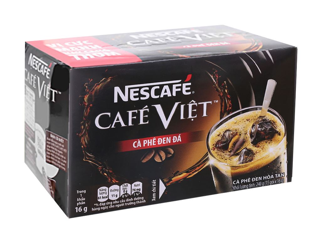 CAFE VIỆT ĐEN ĐÁ HỘP 15 GÓI X 16G