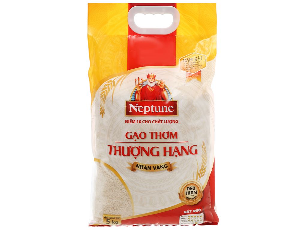 [110167] Gạo thơm thượng hạng Neptune Nhãn Vàng túi 5kg